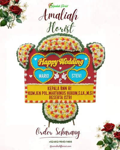 Karangan Papan Bunga Pernikahan di Mlayang